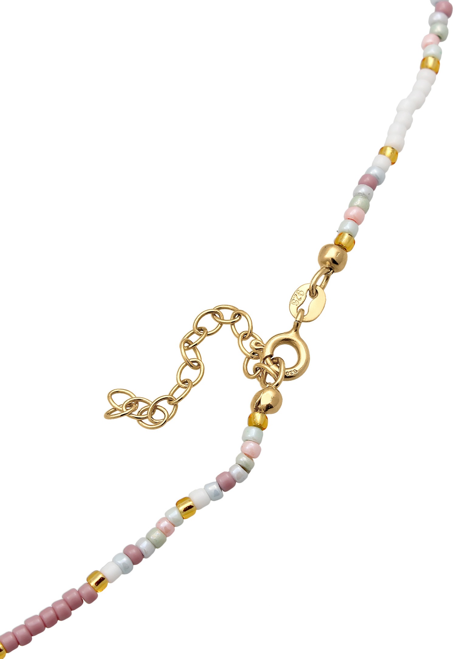 Elli Femmes Choker verre perles coeur tendance en argent sterling 925 plaqué or