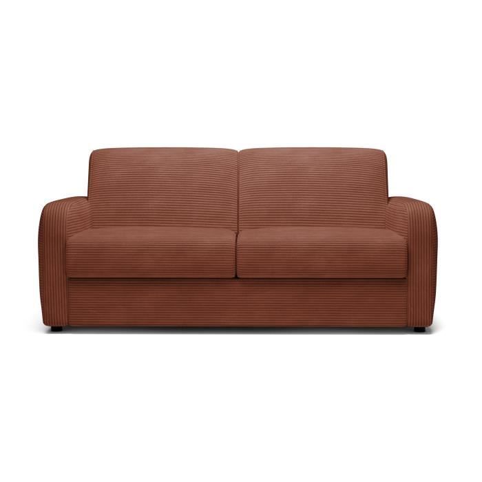 Express convertible sofa - 3-seater - TOM - Terracotta corduroy - 185 x 100 x 87 cm