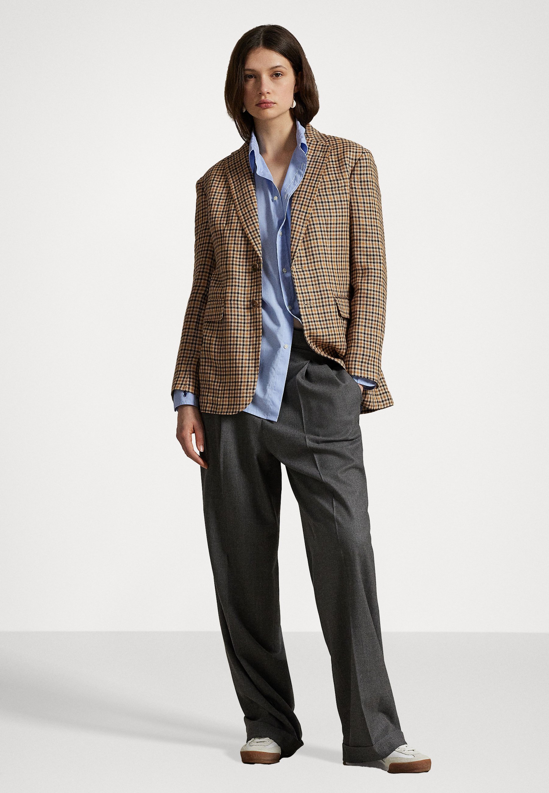Polo Ralph Lauren geruite linnen tweed blazer - Blazer - bruin