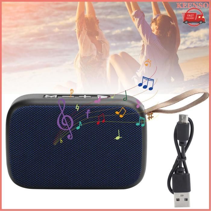 Altavoz subwoofer KEENSO, altavoz estéreo inalámbrico Bluetooth, mini proyector de sonido USB portátil, azul