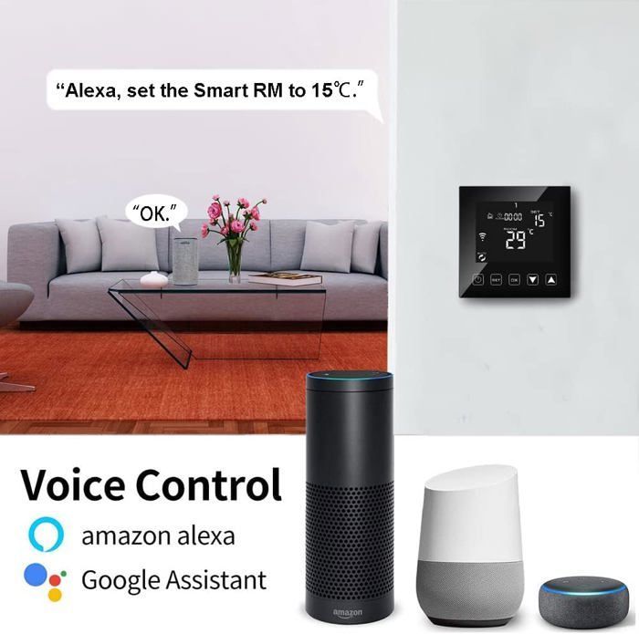 Termostato inteligente con conexión WiFi para caldera/calefacción por suelo radiante, agua, conexión por cable de 3 A, Alexa, Google Assistant, aplicación Tuya Smart Life.