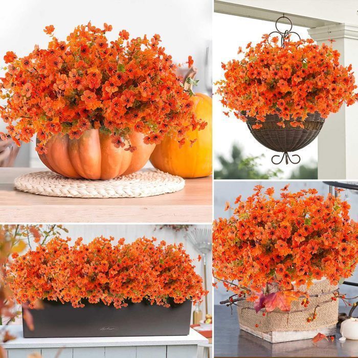 KENLUMO 18 crisantemos artificiales, flores de otoño, ideales para el hogar, exteriores, oficina y balcón.