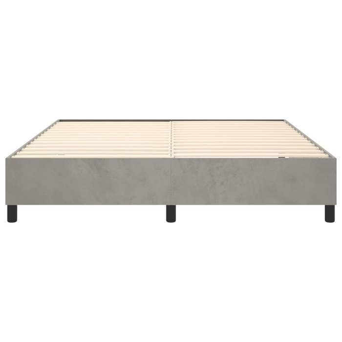 Cama de madera gris de 200 x 200 cm - Carga máxima 150 kg - Estructura de cama de muelles gris claro de 200 x 200 cm, terciopelo 005_605885