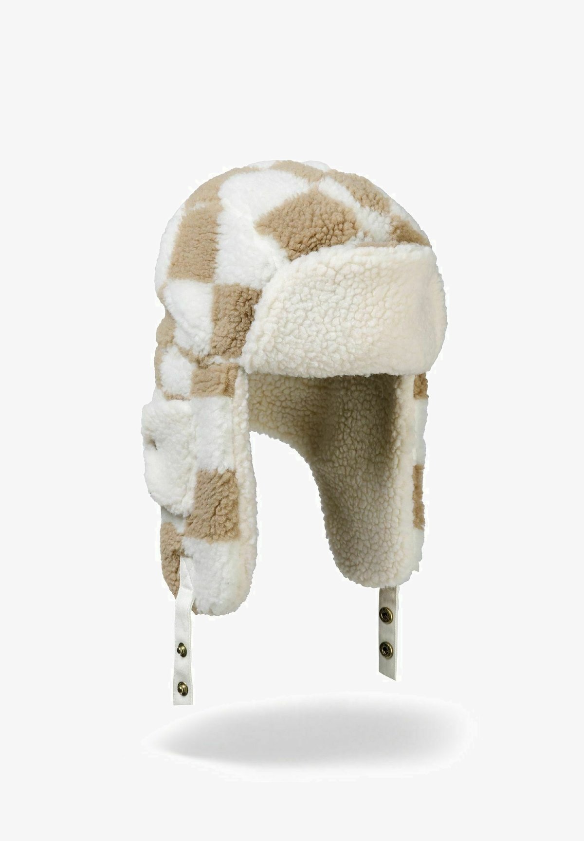 MINOTI CHECK BORG TRAPPER - Beanie - steen