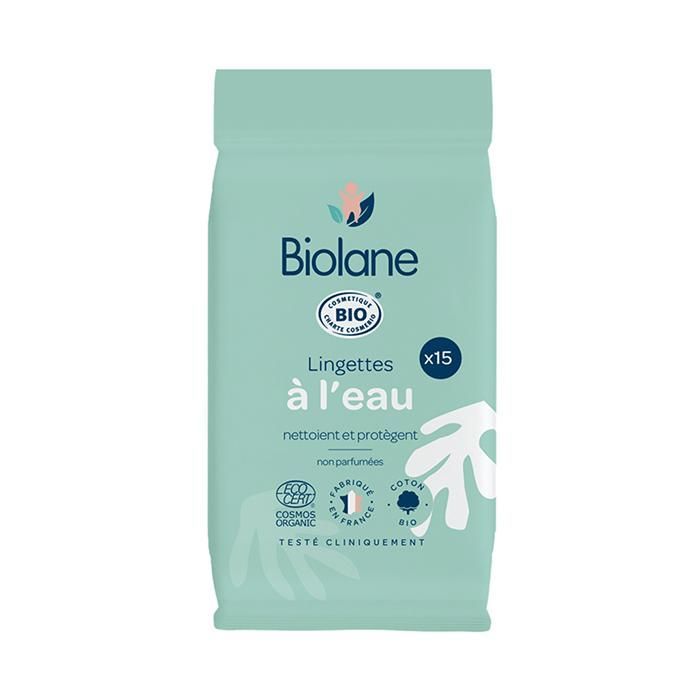 Biolane – Salviette Biologiche – Formato Tascabile – 15 Salviette composte al 99% di acqua