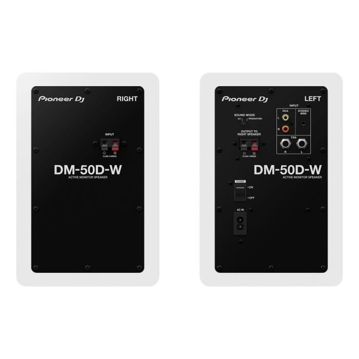 Pair of Pioneer DJ DM-50D-W monitor speakers - Bass Reflex - 2x25W - DJ or Production Mode - White