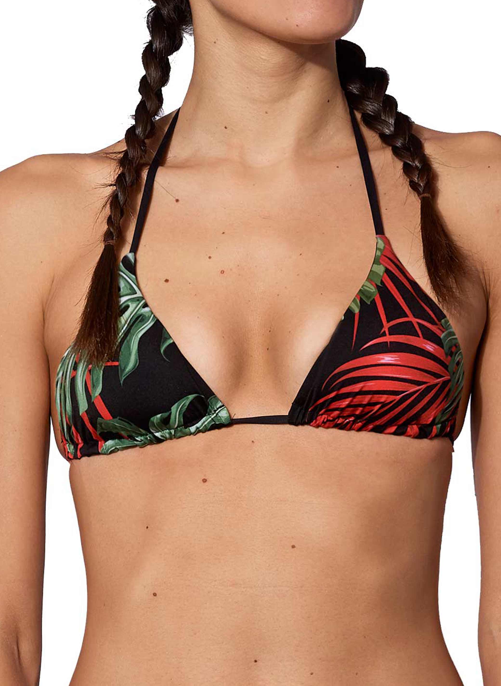 Triangel top met tropische print