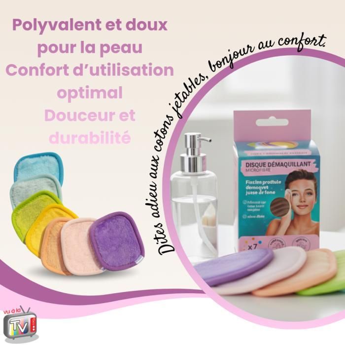 VENTEO - Coton Demaquillant Reutilisable pour visage yeux levres | Lingette Demaquillante lavable en machine pour tous types de peau