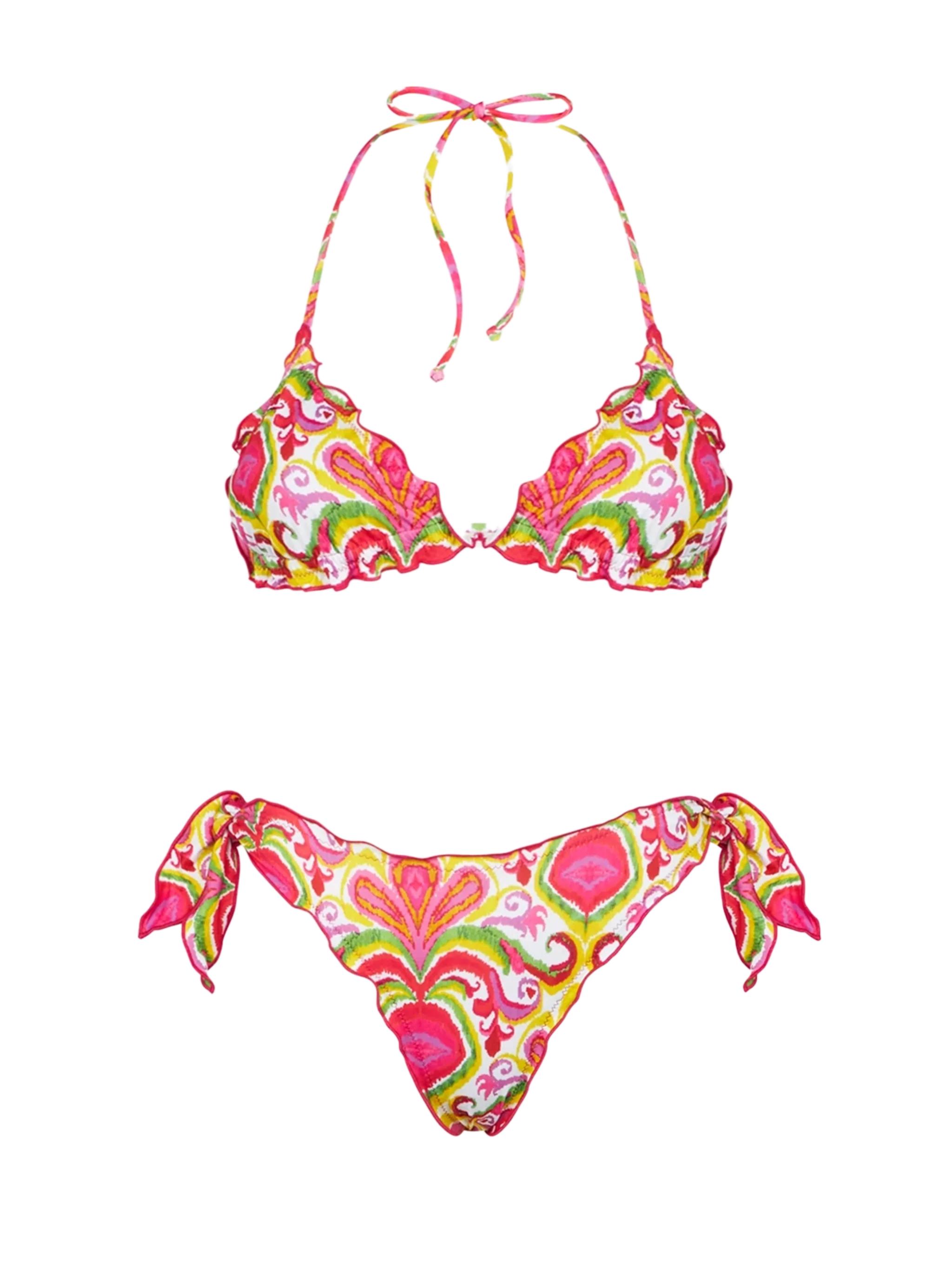 Dames driehoekbikini met ikatprint