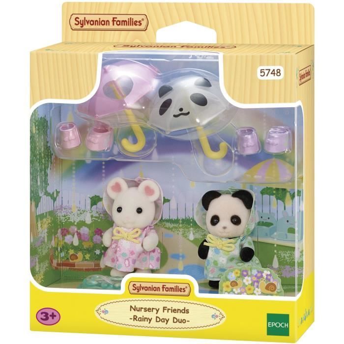 Articulated Figures - SYLVANIAN FAMILIES - Baby Duo in Raincoats - Panda and Marshmallow Mouse