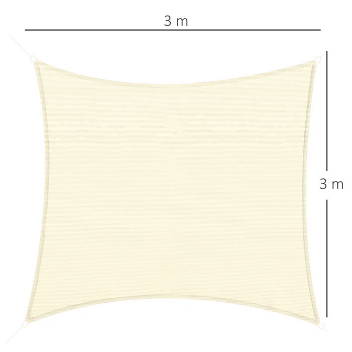 Voile d'ombrage - Outsunny - rectangulaire 3x3 m polyéthylène haute densité protection UV - PE - crème