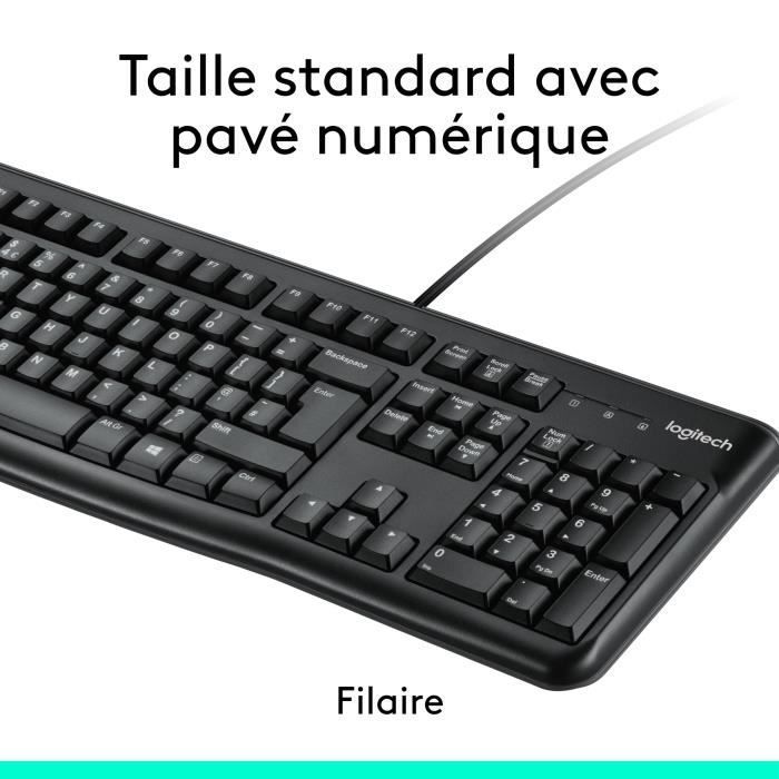 Combo de teclado y ratón con cable Logitech MK120 - AZERTY - Negro