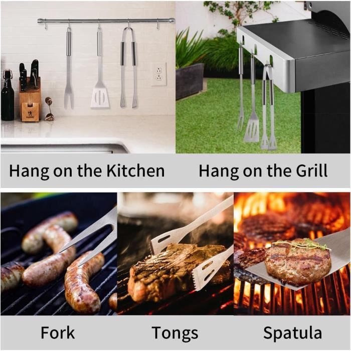 Accesorios para barbacoa - Multifuncionales - Acero inoxidable - Bolsa de tela Oxford - Fácil de transportar