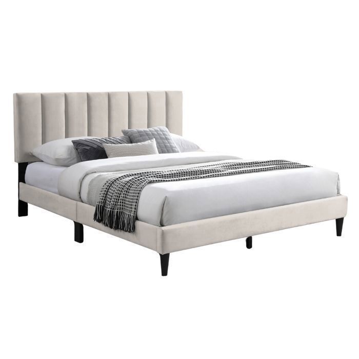 Lit adulte 160x200 / 140x200 cm - Lit rembourré avec sommier - Lit double 200x160cm - Tête de lit surpiquée - Tissu 250 g/m² -