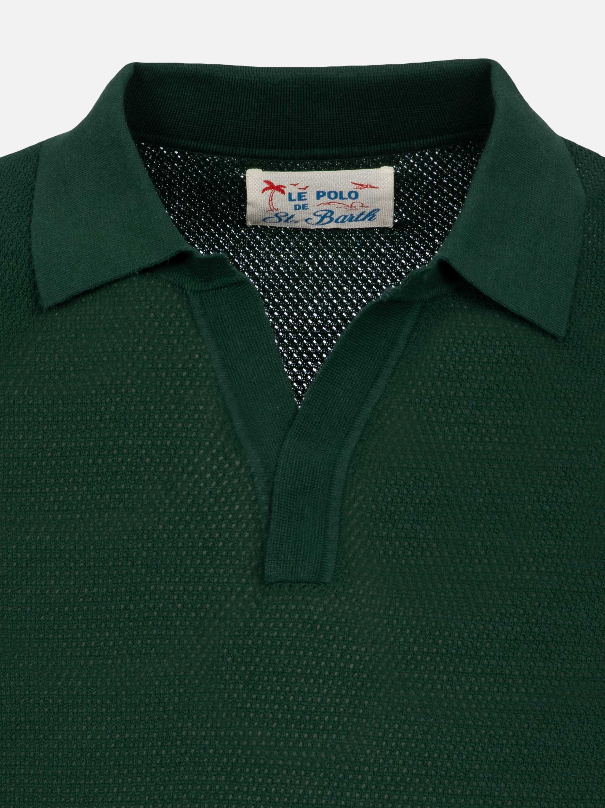 Sloan poloshirt zonder knoopjes in groen mesh