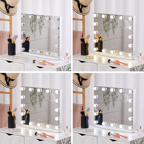 Livingandhome Hollywood LED-sminkespeil – 3 lysmoduser