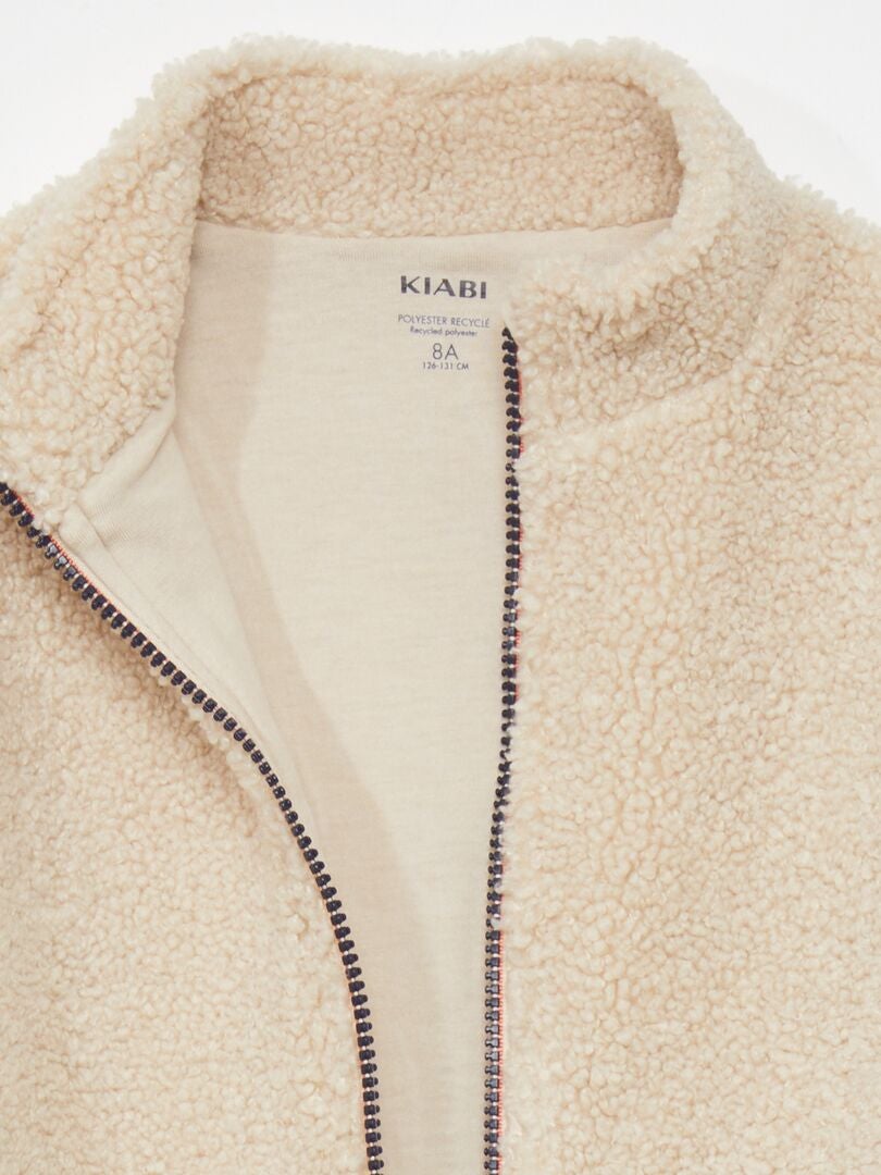 Sudadera Sherpa con cremallera - BEIGE