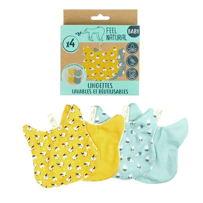 PACK DE 2 LOTS DE 4 LINGETTES CHAT - Feel Natural Baby