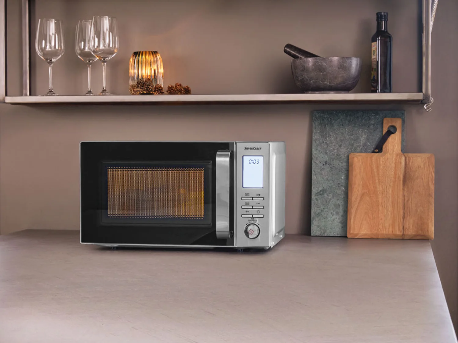 SILVERCREST® KUCHYŇSKÉ NÁŘADÍ Digitální mikrovlnná trouba »SMW 800 F2«, stříbrná