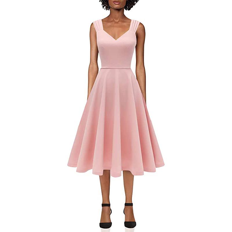 Robe de thé pour femme, idéale pour un cocktail vintage, robe trapèze sobre, pour l'église ou un bal de promo