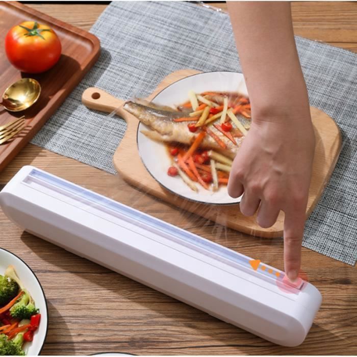 Distributeur de Film Alimentaire Étirable Dérouleur Coupe-Film aluminium Papier en ABS Outils de Cuisine 37 * 6,2 * 5,2 cm