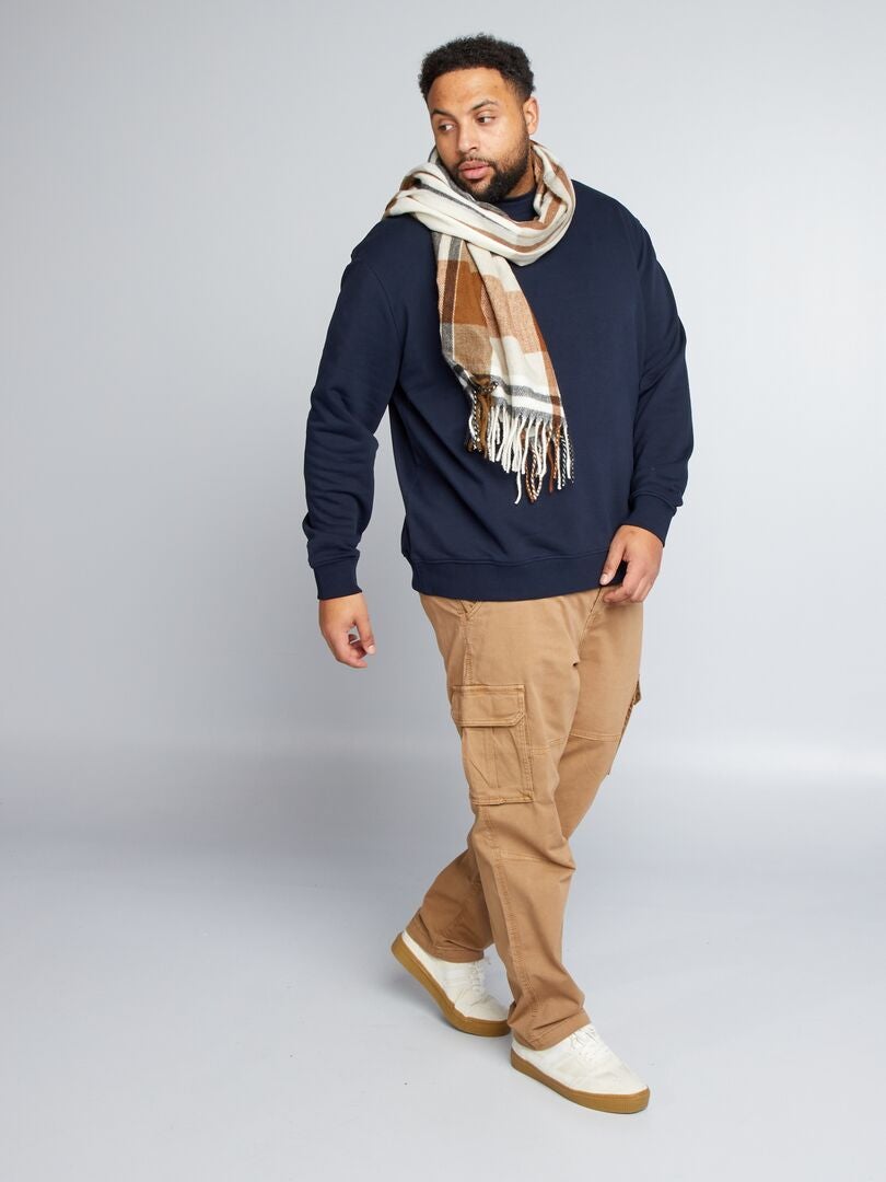 Sweatshirt met ronde hals van fleecestof - BLAUW