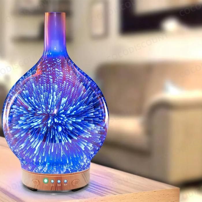 Cobye - 120ml Glazen Aromatherapie Luchtbevochtiger - 3D RGB LED Essentiële Olie Diffuser met Nachtlampje en Timer