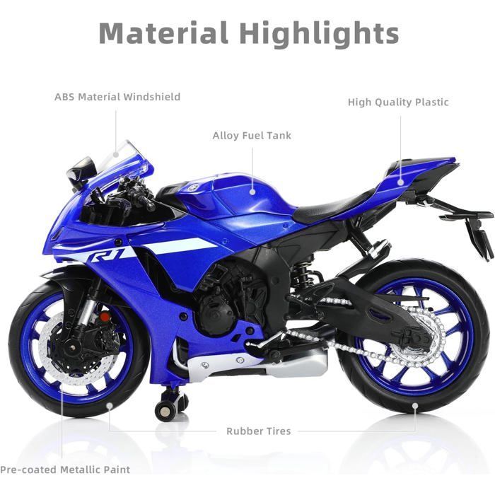 1/12 schaal motorfiets model speelgoed mini metalen gegoten blauw sport race collectie cadeau voor kinderen jongens