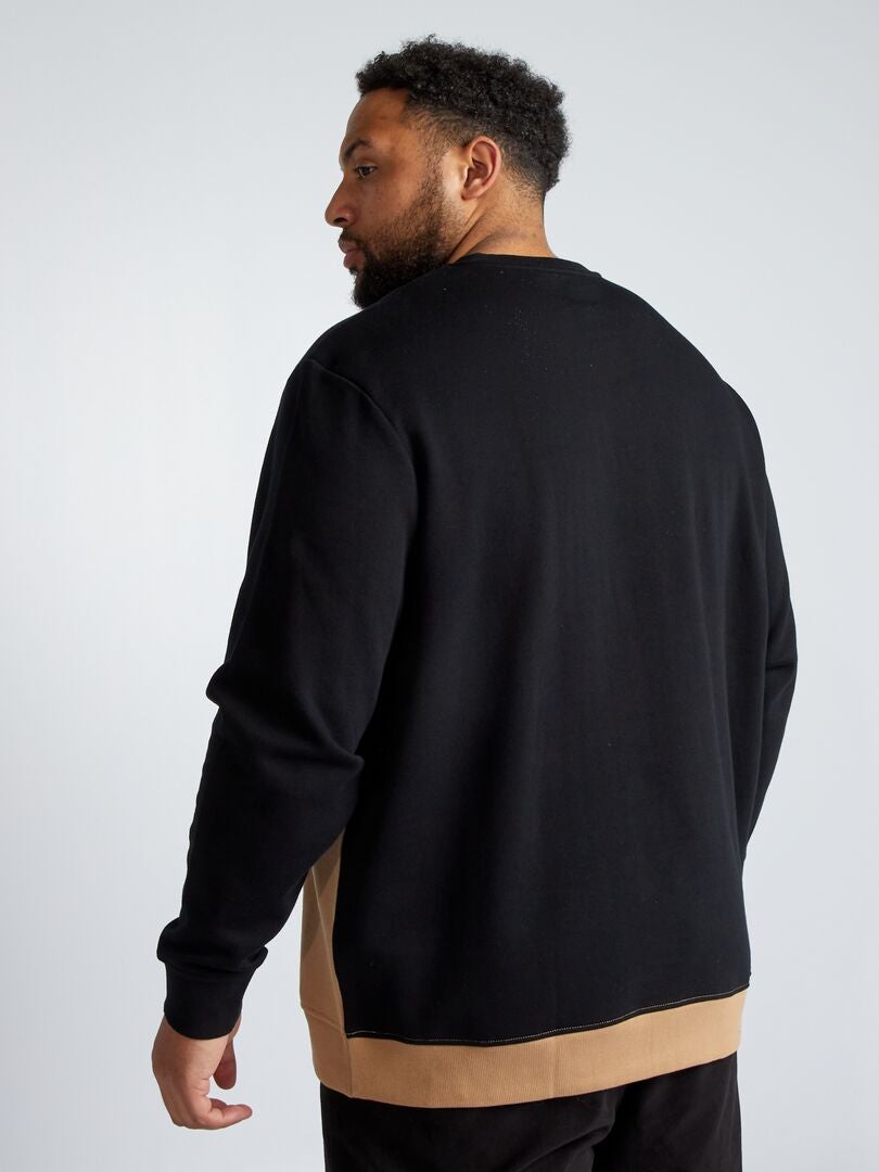 Sweatshirt met ronde hals van fleecestof - BEIGE