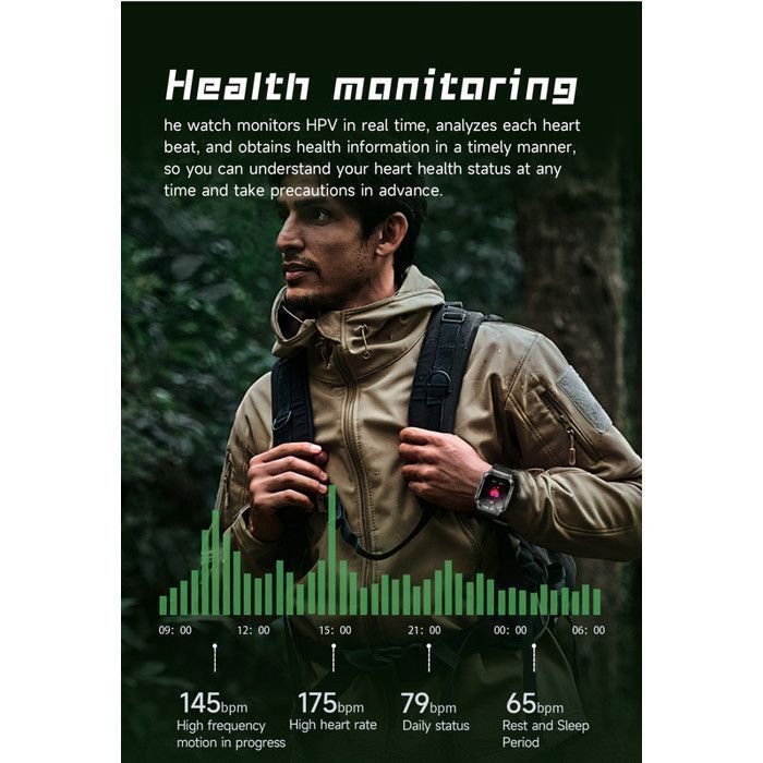 Smartwatch con GPS, cardiofrequenzimetro, display da 1,83