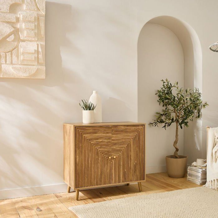 CALICOSY - Aparador EDEN de 2 puertas con frentes laminados - Madera clara