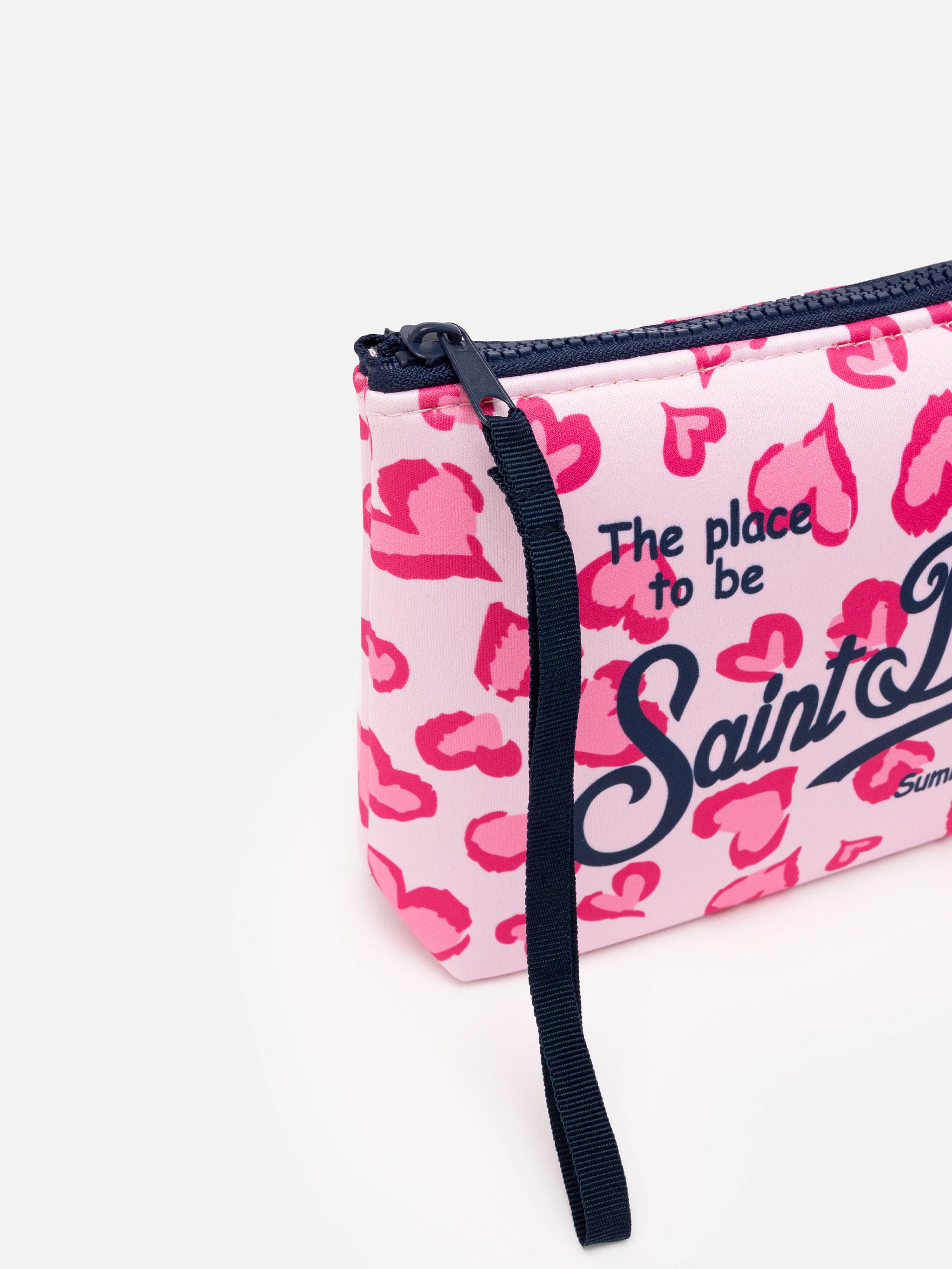 Pochette Aline scuba à imprimé animal en forme de cœur
