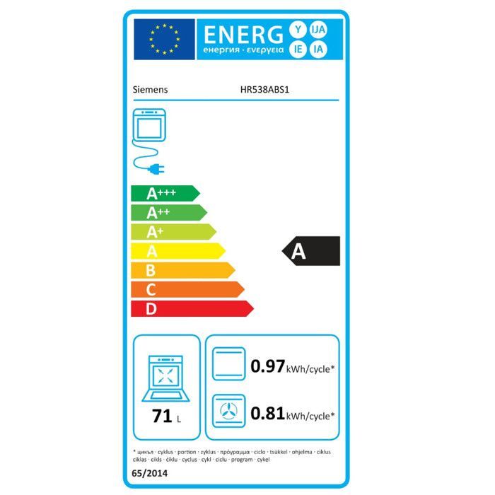 Forno embutido - SIEMENS - HR538ABS1 IQ500 - 71L - Multifuncional - Ecoclean