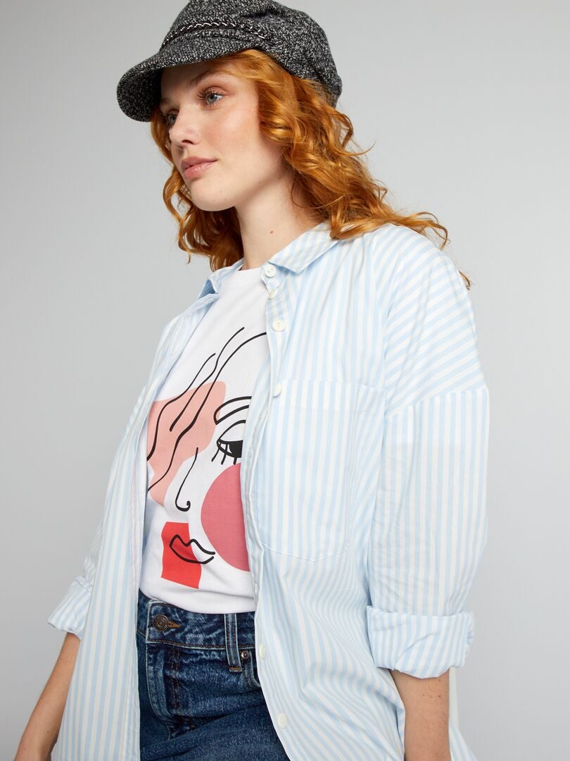 Camisa oversized de popeline - AZUL