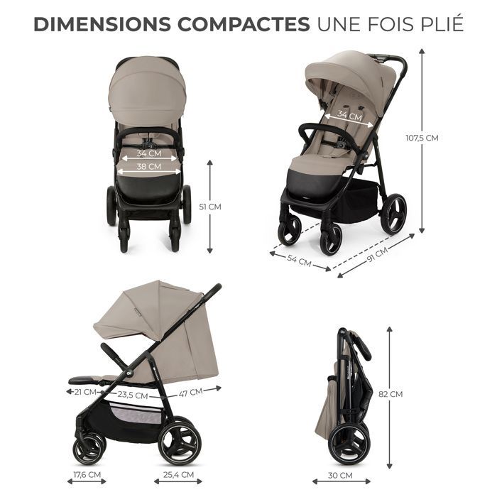 Kinderkraft Trig 3 Beige Stroller with One-Hand Folding