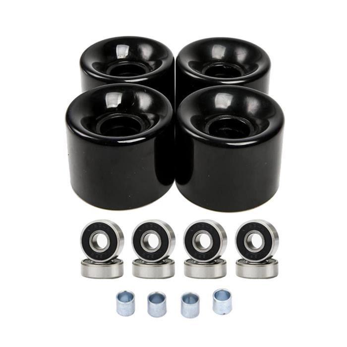 Roues de Skateboard - HOMYL - 60mm 78a - Lot de 4 Noir - Entretoises et Roulements inclus