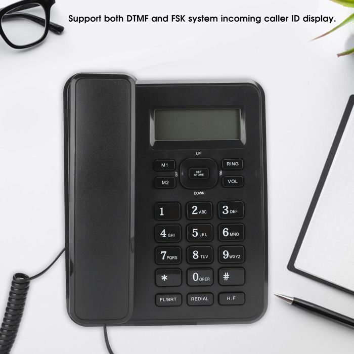 Téléphone fixe filaire pour maison et bureau, matériau ABS résistant, usage domestique et professionnel