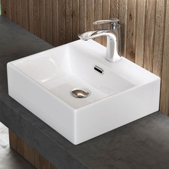 Lavabo de encimera blanco doporro, lavabo rectangular de cerámica para baño, Brüssel206, 41x36x13cm