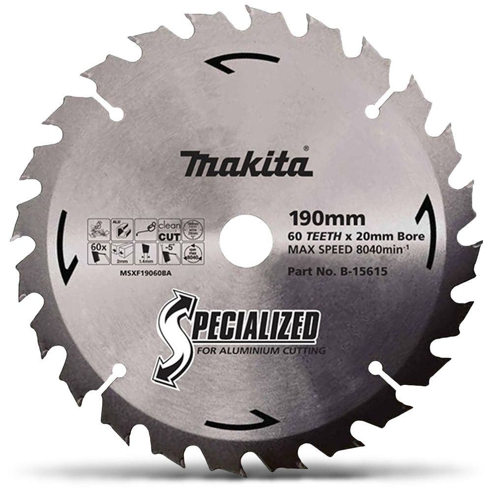 Disco de corte MAKITA TCT de 190 mm com 60 dentes para corte de alumínio - Serras de esquadria - ESPECIALIZADO