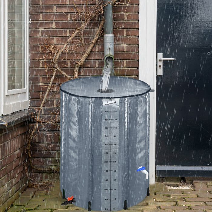 Depósito de agua plegable - Aufun - Barril de lluvia de 700 L - Gris - Resistente al agua y al polvo