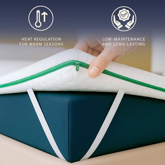 The White Stone Surmatelas 90x190 cm Mémoire de Forme Breeze 9 Zones | 5 cm | Tissu Polar Anti-allergique et Rafraîchissant