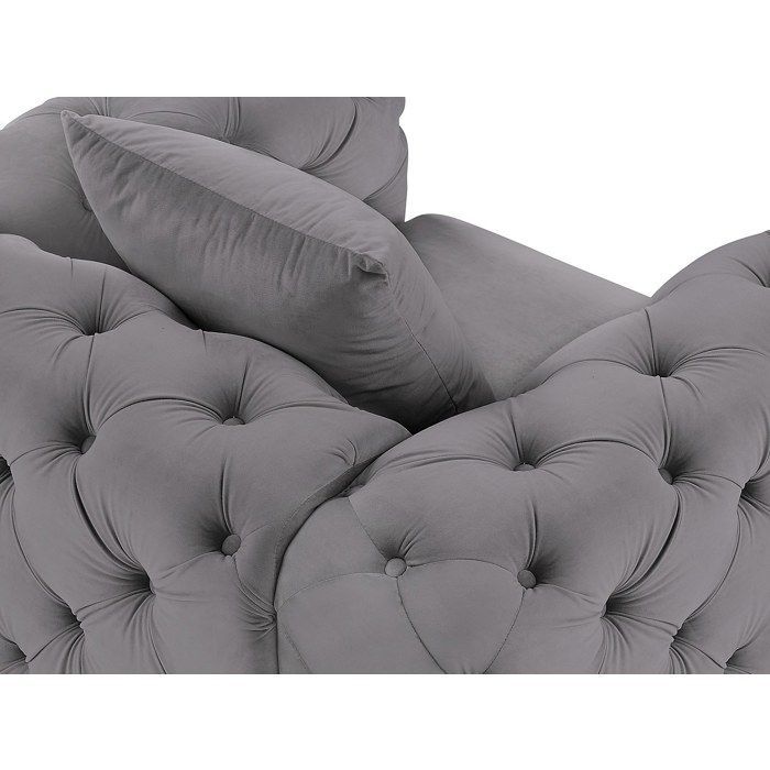 Sofá de 3 plazas, sillón y otomana Chesterfield EDWINA en terciopelo antracita.