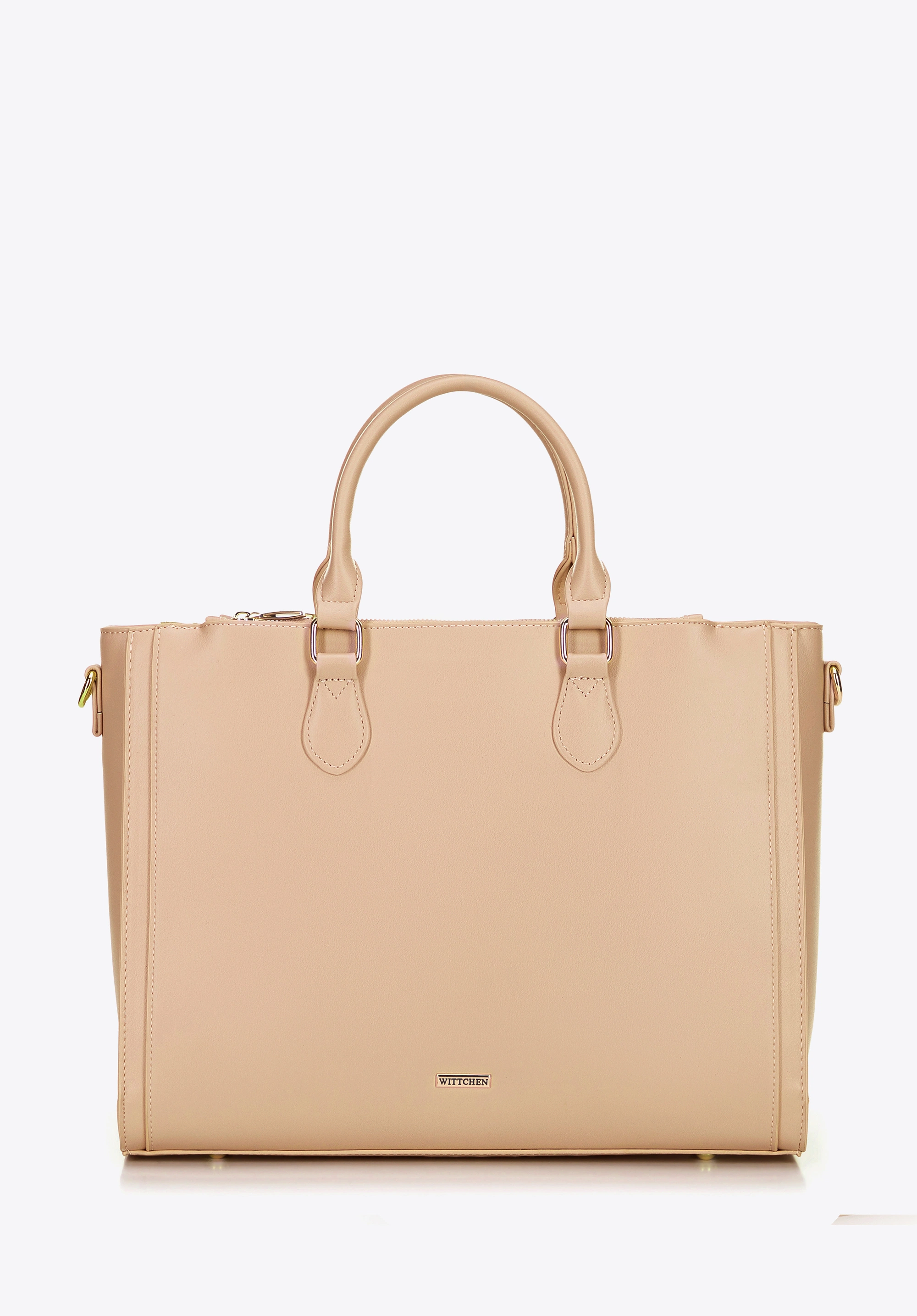 Damska torba na laptopa 14,5” z imitacji skóry beżowa