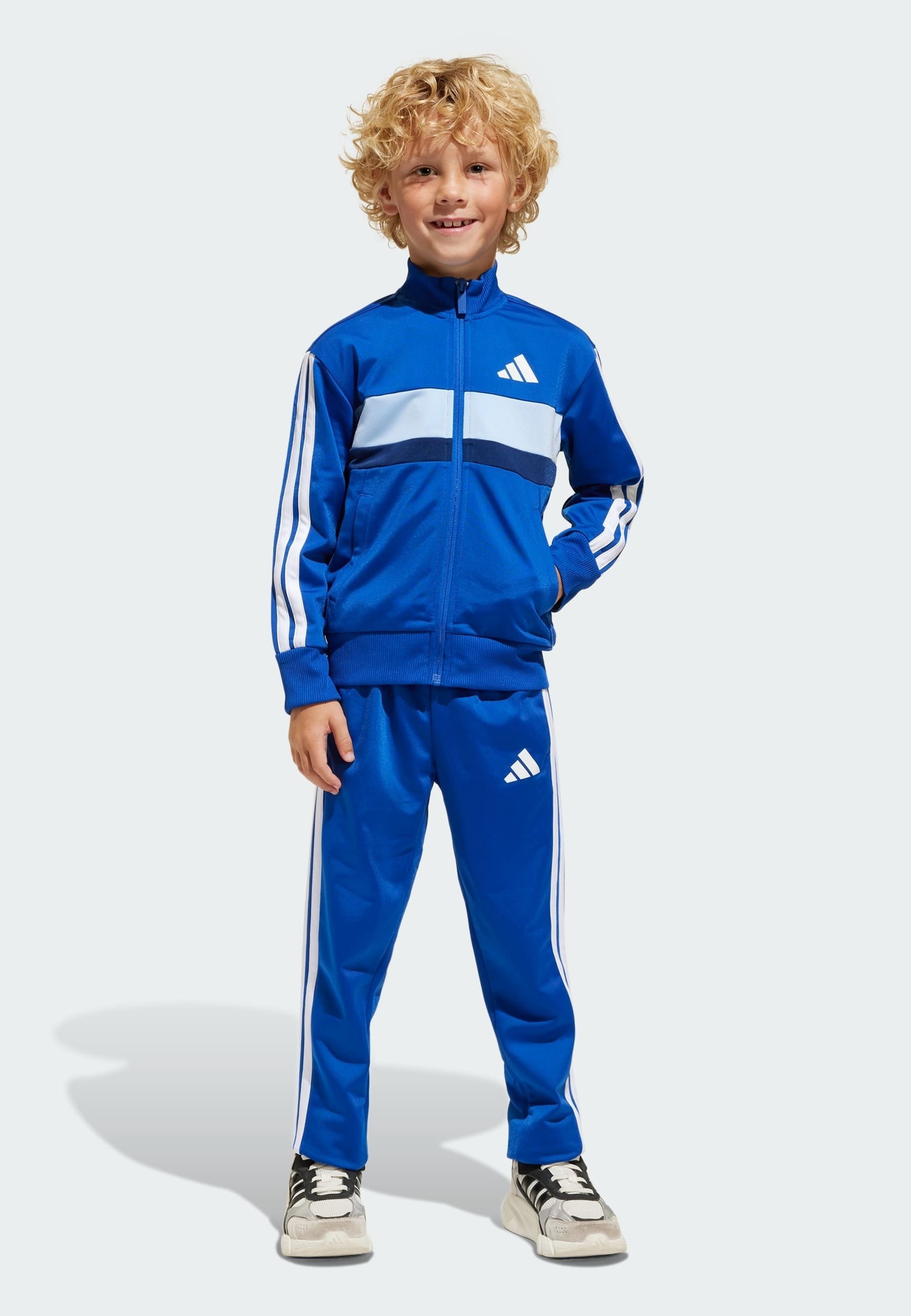 adidas Performance SEASONAL ESSENTIALS TIBERIO 3-STRAPES TRICOT SURVÊTEMENT ENFANT - Bleu roi, blanc et bleu fluo