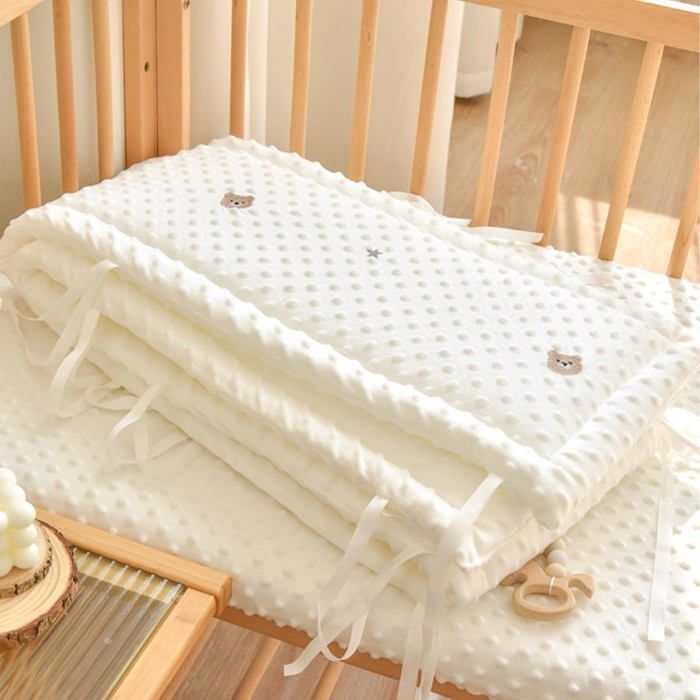 Protector de cuna, transpirable, lavable, protección completa, protector de cuna para bebés niños y niñas (240 x 28 cm)