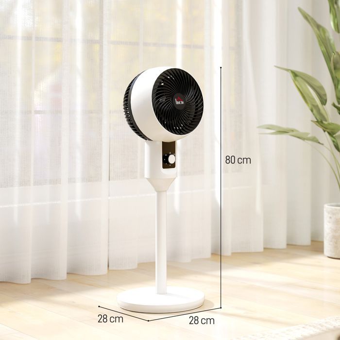 Ventilador de pedestal - HOMCOM - 45 W - circulador de aire - 3 velocidades - oscilación ajustable a 70° - blanco y negro