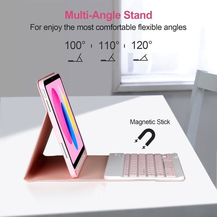 Franse hoes met toetsenbord voor iPad 11/10e generatie (A16 2025 11-inch/10e generatie 2022 10,9-inch) - roze