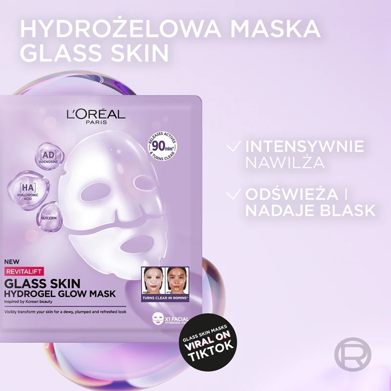 L'Oréal Paris Revitalift Glass Skin hidrogelna maska z osvetljevalnim učinkom