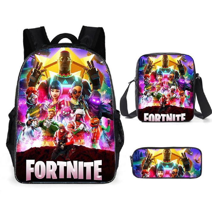 Juego de 3 mochilas infantiles Fortnite para niños de primaria, ideales como mochilas para libros, loncheras, estuches para lápices y maletines escolares.