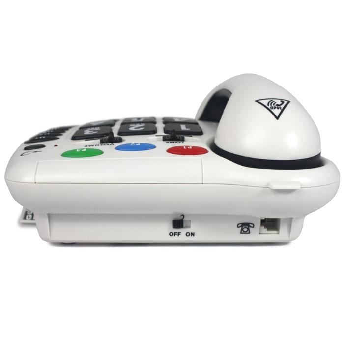 Téléphone fixe amplifié GEEMARC CL 100 - Grandes touches - Blanc